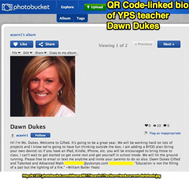 Eine Social-Media-Seite mit einem Profilbild einer Frau, ihrem Namen, einem beschreibenden Absatz und verschiedenen Icons und Buttons sowie einem Link unten.