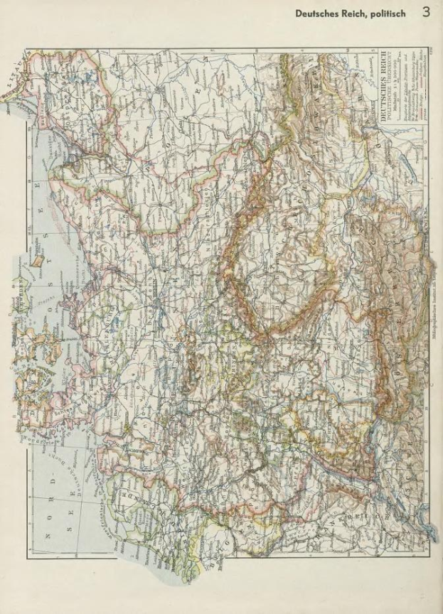 Schwarz-weiß-Karte aus dem 19. Jahrhundert von Deutschland, die historische politische Teilungen zeigt, mit gedrucktem Text oben und unten.