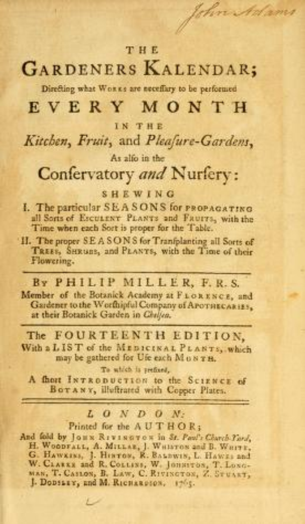 Ein altes Buch mit dem Titel "Der Gärtners Kalender, Jeden Monat in der Küche, Obst- und Lustgärten, Conservatory und Nursery"