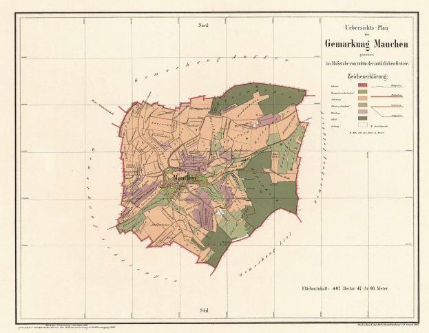 Ein detaillierter alter Stadtplan von München, Deutschland, mit beschrifteten Straßen, Gebäuden und anderen Merkmalen.