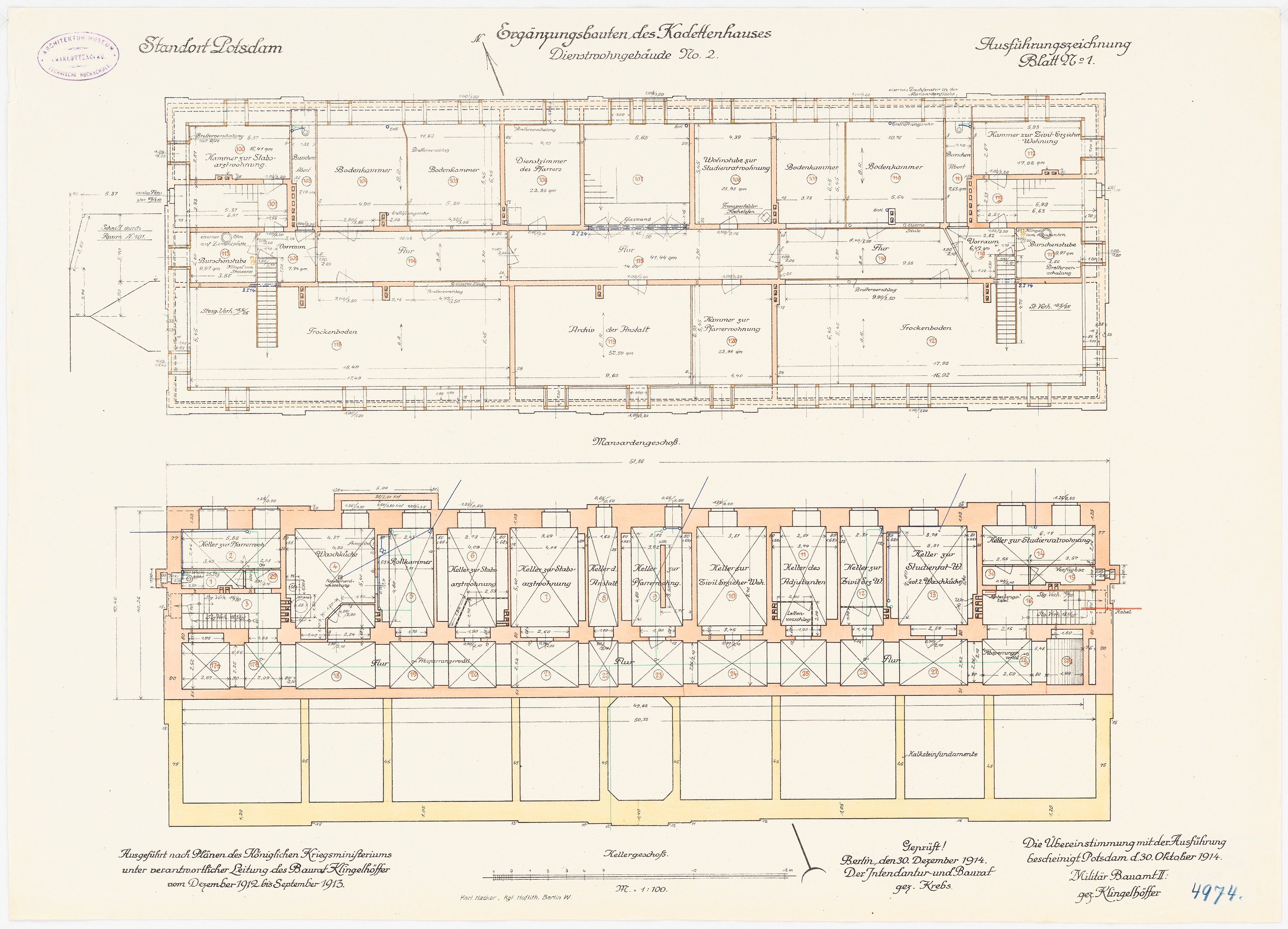 Schwarz-weißer architektonischer Grundriss eines großen Gebäudes mit vielen Räumen, der als ursprünglicher Stadtplatz-Plan in Dresden, Deutschland, gilt, mit detaillierten Layouts und Textanmerkungen.