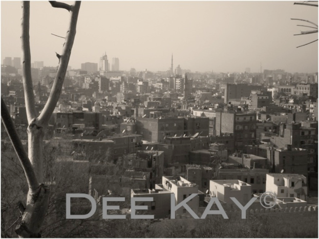 Eine Stadtansicht mit Gebäuden, Bäumen und einem Himmel-Hintergrund mit einem Wasserzeichen.