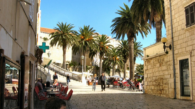 Ein volles Restaurant mit Menschen an Tischen und Stehplätzen, umgeben von verschiedenen Pflanzen.