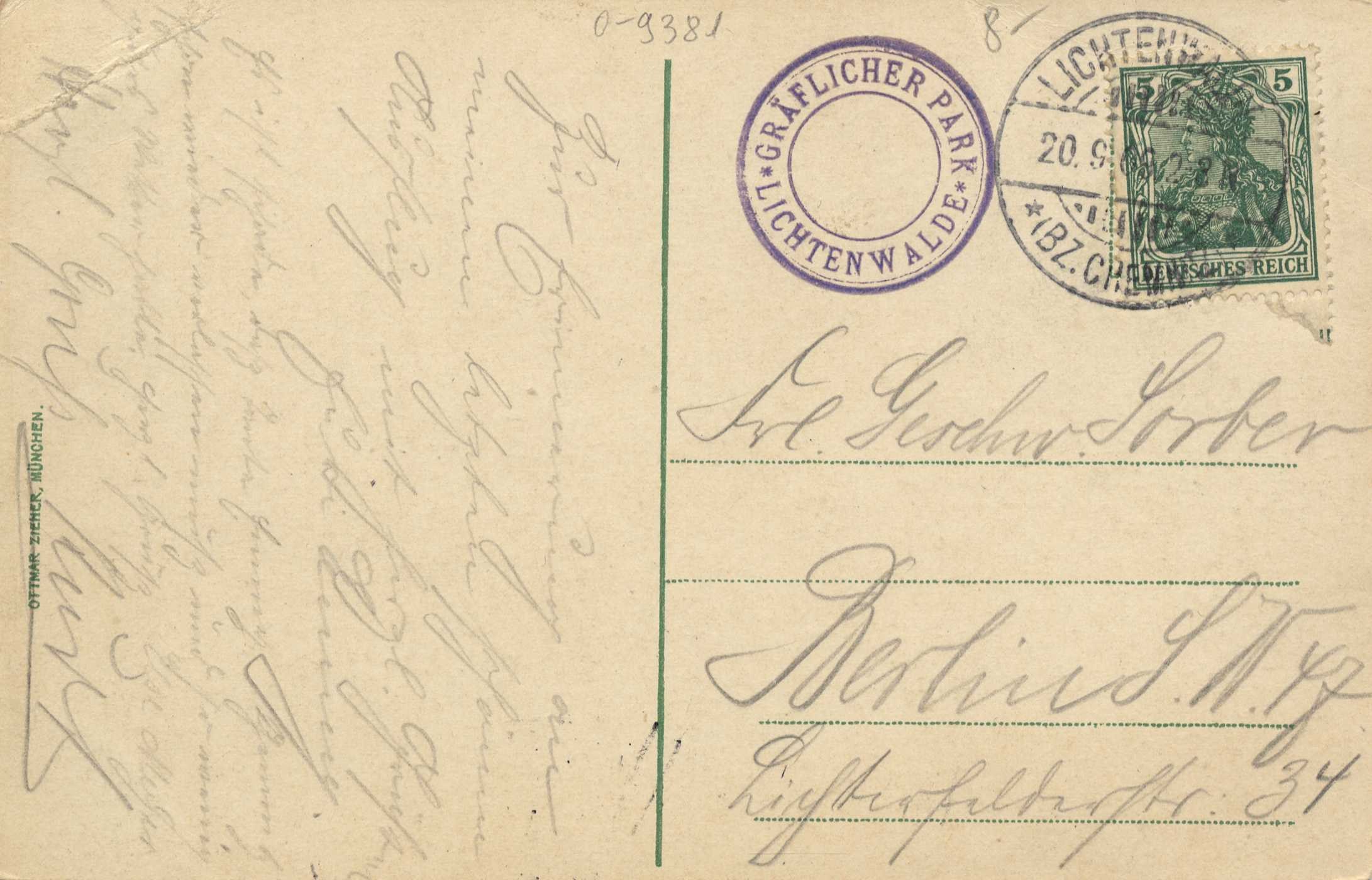 Alte Postkarte mit einer Briefmarke, die "Lichtenwald, Deutschland - Brief nach Deutschland" lautet, mit handgeschriebener Text und zwei zusätzlichen Briefmarken in der oberen rechten Ecke.