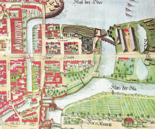 Ein detaillierter alter Stadtplan von Stuttgart, Deutschland, der Straßen, Gebäude, Sehenswürdigkeiten, Bäume, Gras, Wasser und Text enthält, der Informationen über die Bevölkerung, Geschichte und Kultur der Stadt bereitstellt.