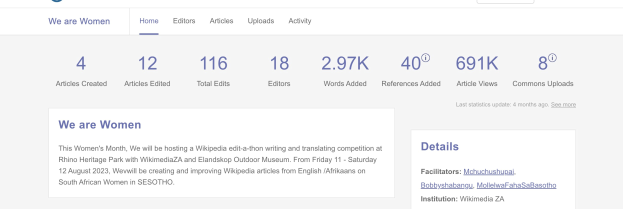 Screenshot einer Google-Suchergebnisseite für "we are women" mit Text, Zahlen und einer Suchleiste.