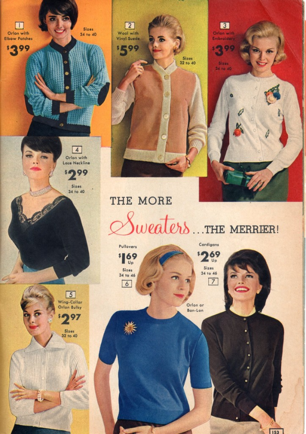 Ein Collage mit verschiedenen Bildern von Frauen in unterschiedlichen Kost√ľmen, jedes begleitet von Text und Dollarbetr√§gen.