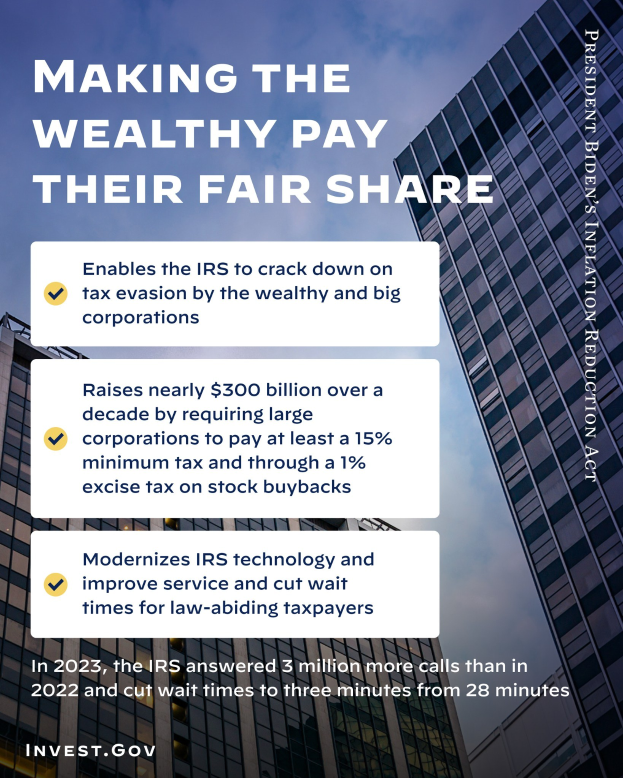 Plakat mit Gebäuden und bewölktem Himmel im Hintergrund, Text lautet "Die Reichen zur Kasse bitten".