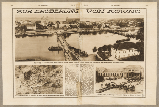Alte Zeitung mit einem Stadtbild-Foto